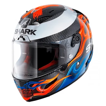 CASCO SHARK RACE-R PRO CARBON REPLICA LORENZO 2019 CARBONO / AZUL / ROJO