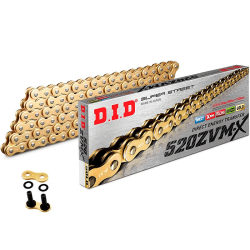 Cadena de transmisión DID ZVMX 520 Reforzada Dorado