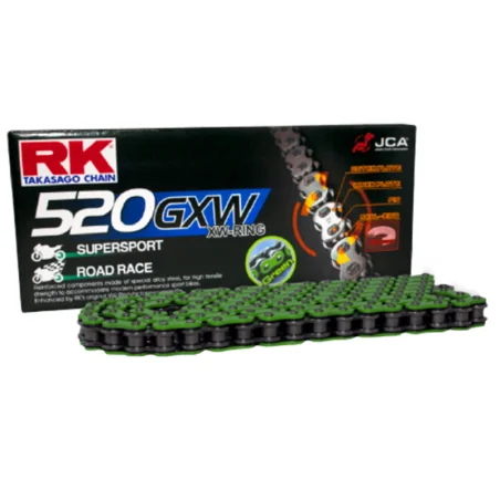 Cadena de transmisión RK GXW 520 Reforzada Verde