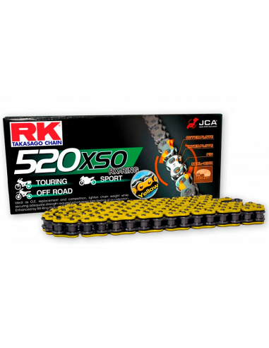 Cadena de transmisión RK XSO 520 Amarilla