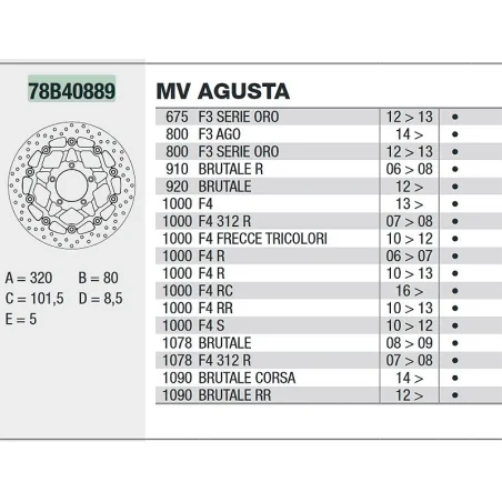 Discos Brembo serie ORO 78B40889 MV AGUSTA