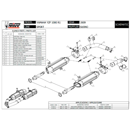 EDELSTAHL/KARBON AUSPUFF MIVV SUONO YAMAHA YZF R1 2009-2014