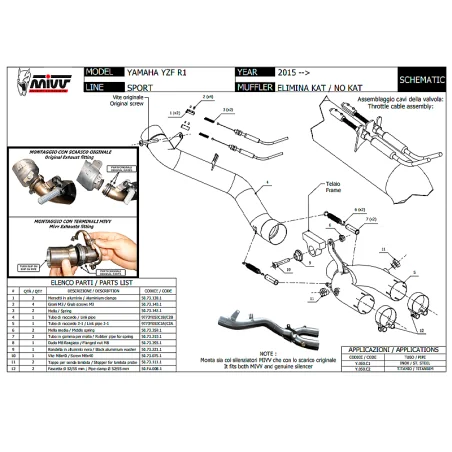 MIVV CATALIZADOR STAINLESS STEEL YAMAHA R1/ M 2015-2021 REF: Y.050.C1
