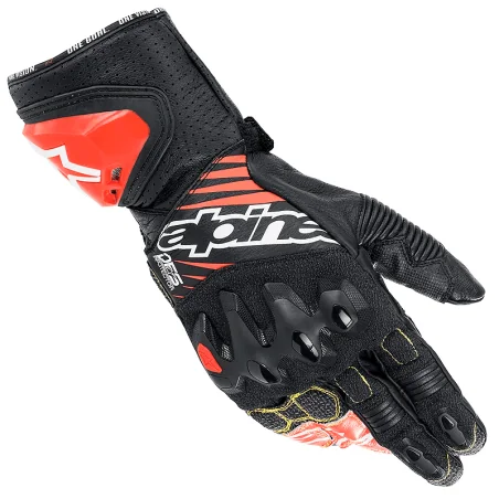 GUANTES ALPINESTARS GP TECH V2 BLACK / WHITE / RED FLUO