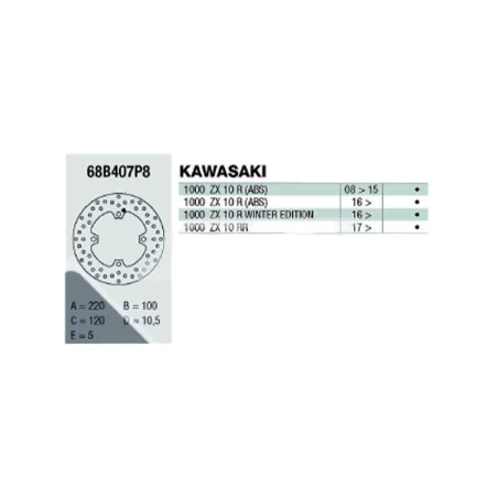 Brembo 68B407P8 Disco Trasero ORO KAWASAKI ZX-10R / RR.