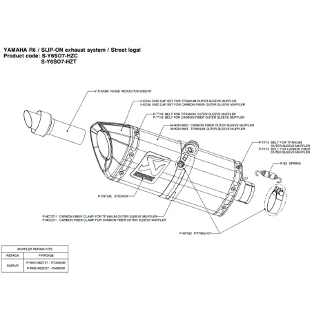 ABGAS- AKRAPOVIC EXAGONAL CARBON YAMAHA R6 08-09 GENEHMIGT