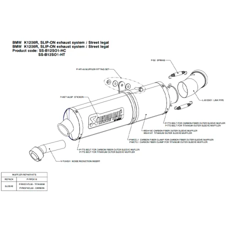 AKRAPOVIC SILENCIADOR BMW K1200 R / S 2005-08 SS-B12SO1-HC
