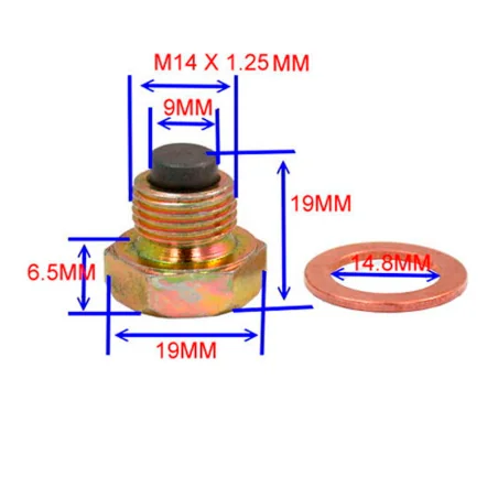 JMP Tornillo magnético de drenaje de aceite M14 x 1.25 con el anillo de sellado