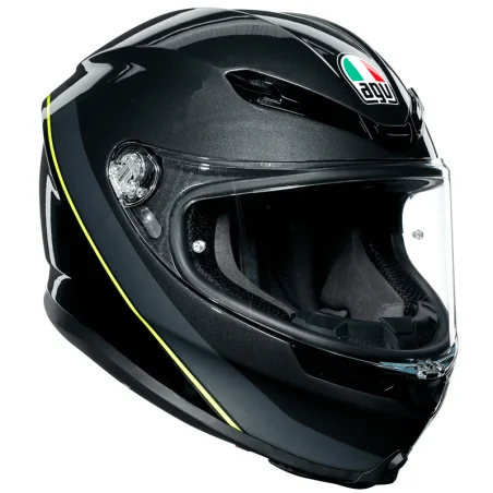 CASCO AGV K6 MINIMAL GUNMETAL / BLACK / YELLOW FLUO