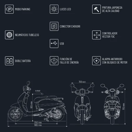 SCOOTER ELECTRICO EC6 PRO IMR GRIS OSCURO (2 BATERIA)