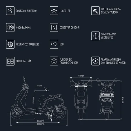 SCOOTER ELECTRICO ES5 IMR AZUL MATE (1 BATERIA)