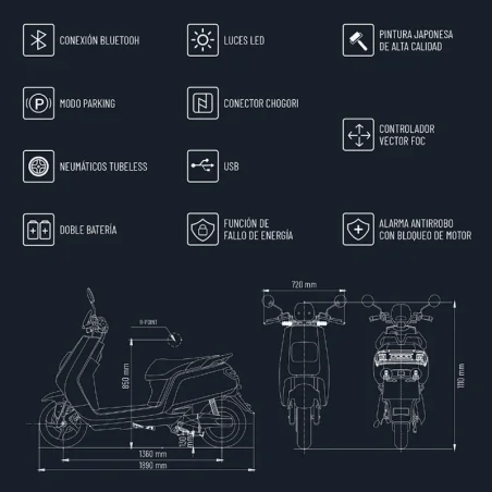 SCOOTER ELECTRICO EC6 IMR BLANCO (1 BATERIA)