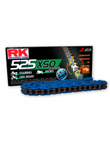 Cadena de transmisión RK XSO 525 Azul 114 eslabones