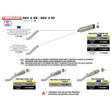 ESCAPE HOMOLOGADO ARROW RACE-TECH ALUMINIO WHITE APRILIA TUONO V4 1100 17-18