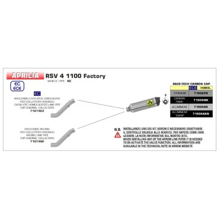 SILENCIOSO ARROW PISTA APRILIA RSV4 1100 FACTORY 19-20