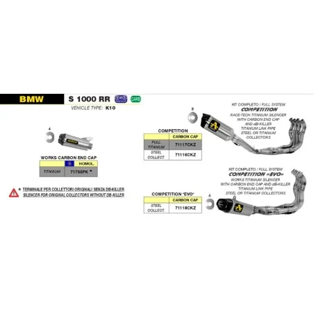 ESCAPE COMPLETO ARROW COMPETITION EVO BAJO NO HOMOLOGADO EN TITANIO PARA BMW S1000RR 09-14