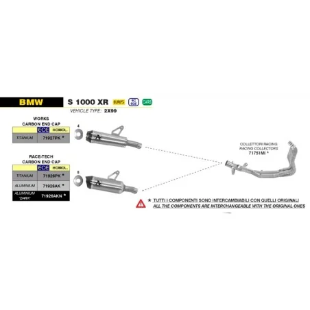 ESCAPE ARROW RACE-TECH HOMOLOGADO EN TITANIO PARA BMW S1000XR 20-21