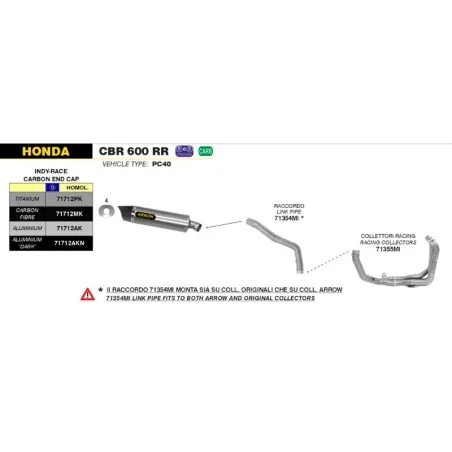 ESCAPE ARROW INDY-RACE HOMOLOGADO EN ALUMINIO PARA HONDA CBR600RR 07-08