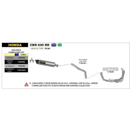 ESCAPE ARROW INDY-RACE HOMOLOGADO EN ALUMINIO PARA HONDA CBR 600 RR 13-16