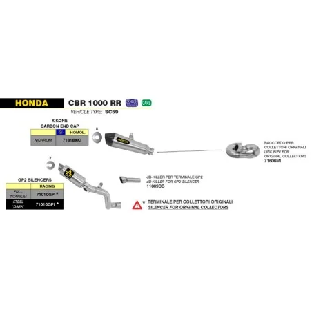 ESCAPE ARROW X-KONE HOMOLOGADO PARA HONDA CBR 1000 RR 14-16