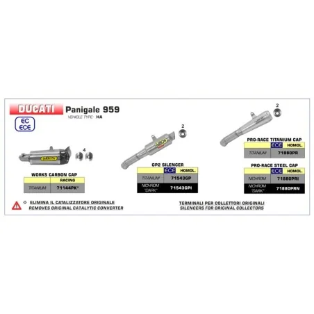 ESCAPE ARROW GP2 HOMOLOGADO EN TITANIO PARA DUCATI 959 PANIGALE 16-19