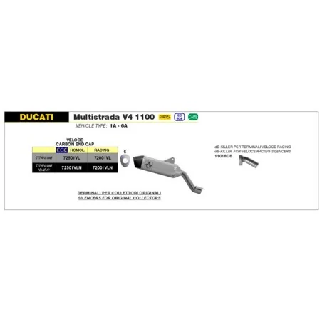 ESCAPE ARROW VELOCE HOMOLOGADO EN TITANIO PARA DUCATI MULTISTRADA V4 / S / S SPORT 21-23