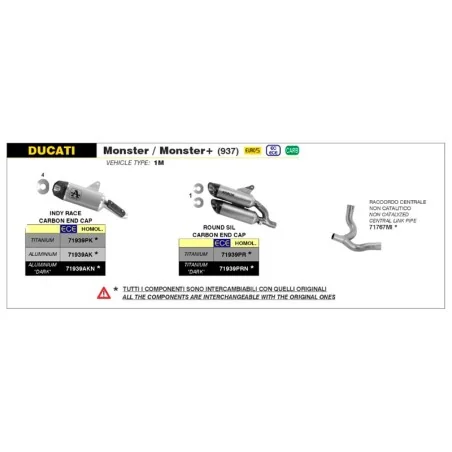 ESCAPE ARROW INDY RACE HOMOLOGADO EN TITANIO PARA DUCATI MONSTER 937 21-23