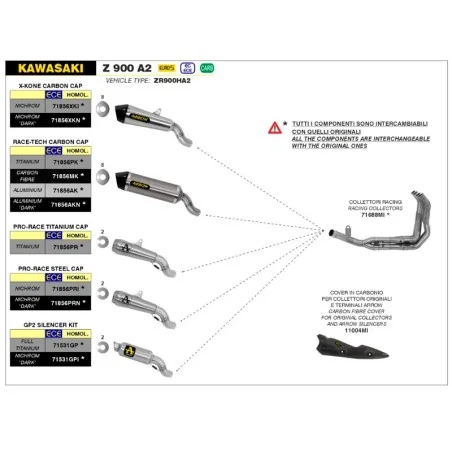 ESCAPE ARROW GP2 HOMOLOGADO EN TITANIO PARA KAWASAKI Z900 17-19 / KAWASAKI Z900 A2 17-23