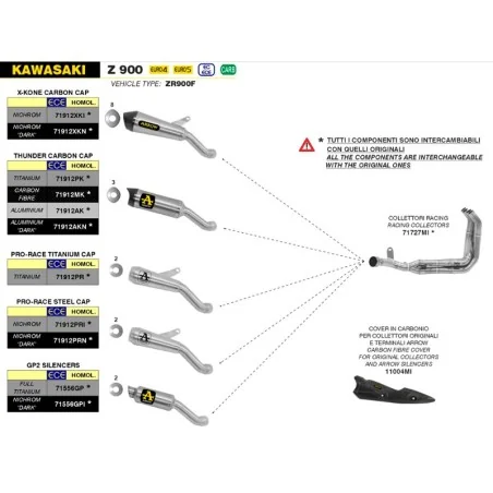 COLECTORES ARROW NO HOMOLOGADOS EN ACERO INOX. PARA KAWASAKI Z 900 20-23