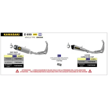ESCAPE COMPLETO ARROW INDY RACE HOMOLOGADO EN ALUMINIO PARA KAWASAKI Z650 21-23