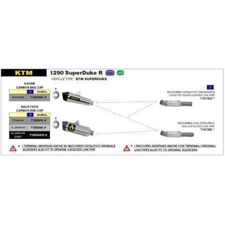 ESCAPE HOMOLOGADO ARROW RACE-TECH ALUMINIO PARA KTM 1290 SUPER DUKE GT 17-21 / 1290 SUPER DUKE / R 14-19