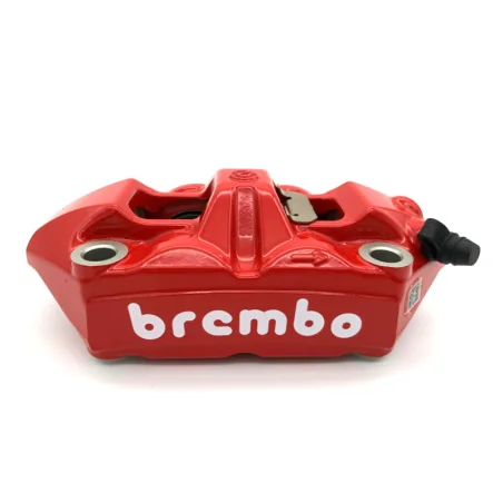 PINZA DE FRENO DELANTERA DERECHA LOGO BLANCO RADIAL BREMBO RACING M4 MONOBLOC 100MM ROJA REF 120988589