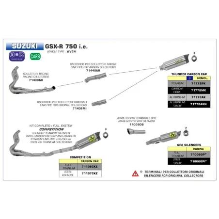 ESCAPE COMPLETO ARROW STREET THUNDER NO HOMOLOGADO PARA SUZUKI GSX-R 600/750 11-16