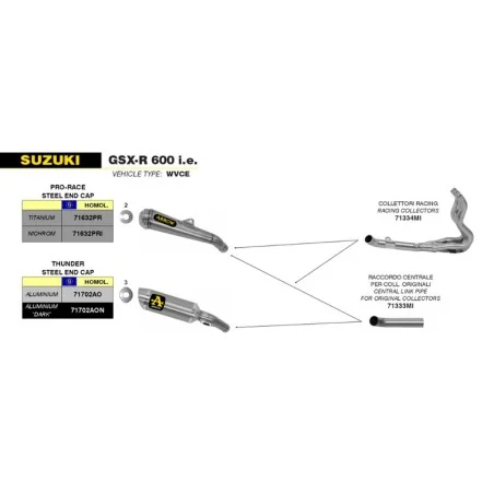 ESCAPE ARROW THUNDER NO HOMOLOGADO EN ALUMINIO NEGRO PARA SUZUKI GSX-R 600/750 06-07