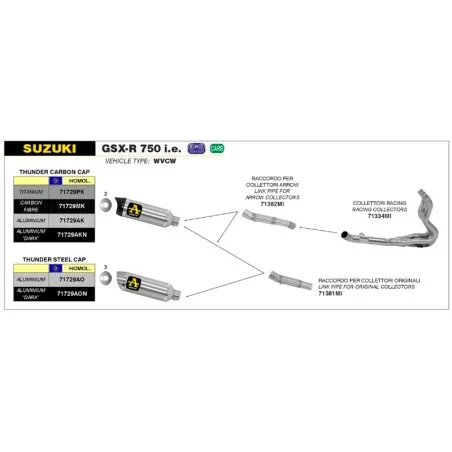 CONECTOR ARROW PARA SILENCIOSOS THUNDER PARA COLECTORES ORIGINALES SUZUKI GSX-R 600/750 08-10