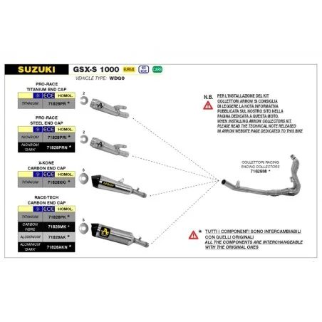 ESCAPE HOMOLOGADO ARROW PRO-RACE EN TITANIO PARA SUZUKI GSX-S 1000 15-20