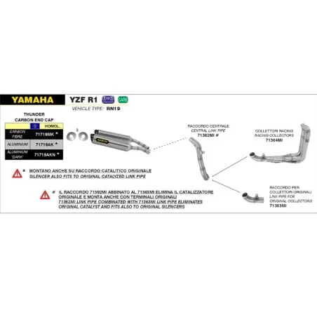 ESCAPE HOMOLOGADO ARROW THUNDER ALUMINIO (Dcho+Izdo) PARA YAMAHA R1 07-08
