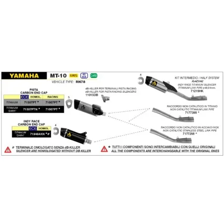 ESCAPE ARROW PISTA HOMOLOGADO EN TITANIO NEGRO PARA YAMAHA MT 10 22-23