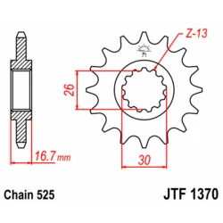 Piñón JT SPROCKETS acero estándar 1370 - Paso 525 ref JTF1370 2