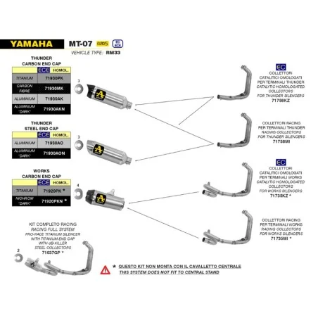 ESCAPE ARROW THUNDER HOMOLOGADO EN ALUMINIO PARA YAMAHA MT 07 21-23