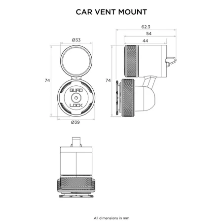Soporte para Coche QUAD LOCK rejilla de ventilación REF QLM-VNT