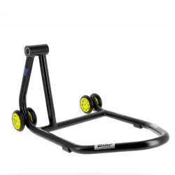 Caballete monobrazo izquierdo BIHR Home Track color negro mate y ruedas amarillas