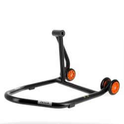 Caballete monobrazo izquierdo BIHR Home Track color negro mate y ruedas naranjas. REF 3032139 2