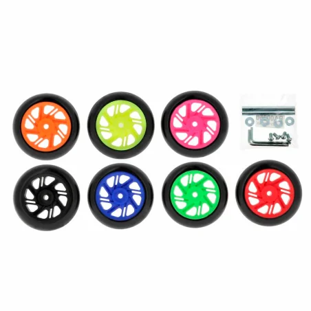 Caballete monobrazo izquierdo BIHR Home Track color negro mate y ruedas rosas. REF 3032146