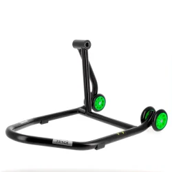 Caballete monobrazo izquierdo BIHR Home Track color negro mate y ruedas verdes. REF 3032155 2