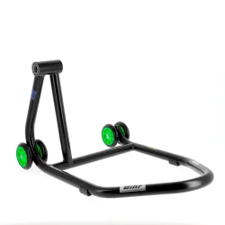 Caballete monobrazo izquierdo BIHR Home Track color negro mate y ruedas verdes. REF 3032155