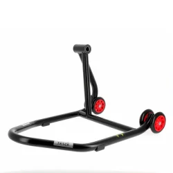 Caballete monobrazo izquierdo BIHR Home Track color negro mate y ruedas rojas. REF 3032096 2