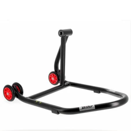 Caballete monobrazo derecho BIHR Home Track color negro mate y ruedas rojas REF 3032124