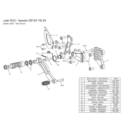 copy of BONAMICI RACING Fußrasten für YAMAHA YZF-R6 17-20