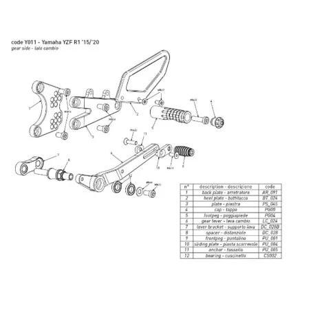 BONAMICI RACING Fußrasten für YAMAHA YZF-R1/M 2015-2022